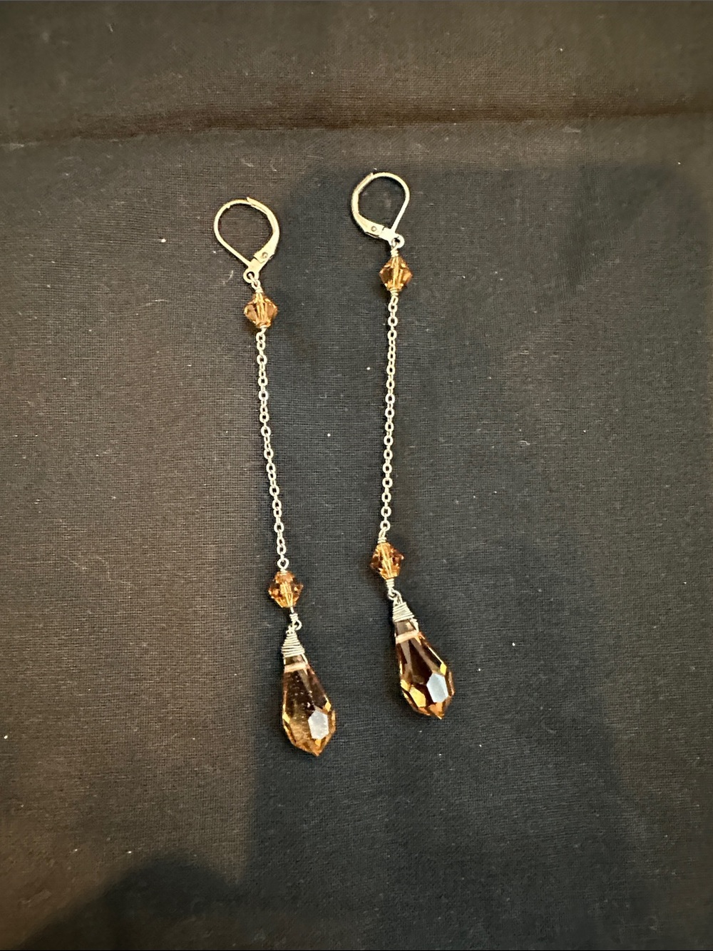 Elegant Amber Crystal Drop Dangle Earrings - Women Jewelry